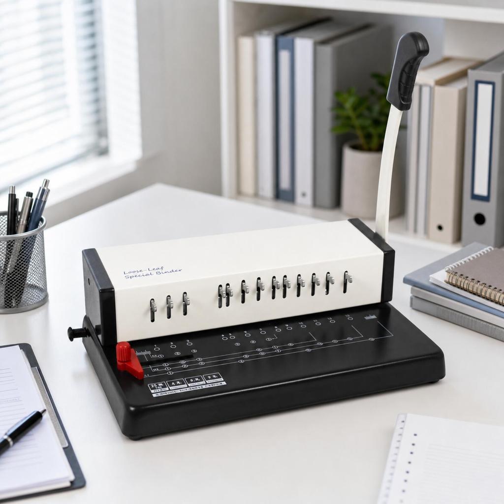 Manual Loose-Leaf Paper Punch and Binder Machine Sturdy for Students