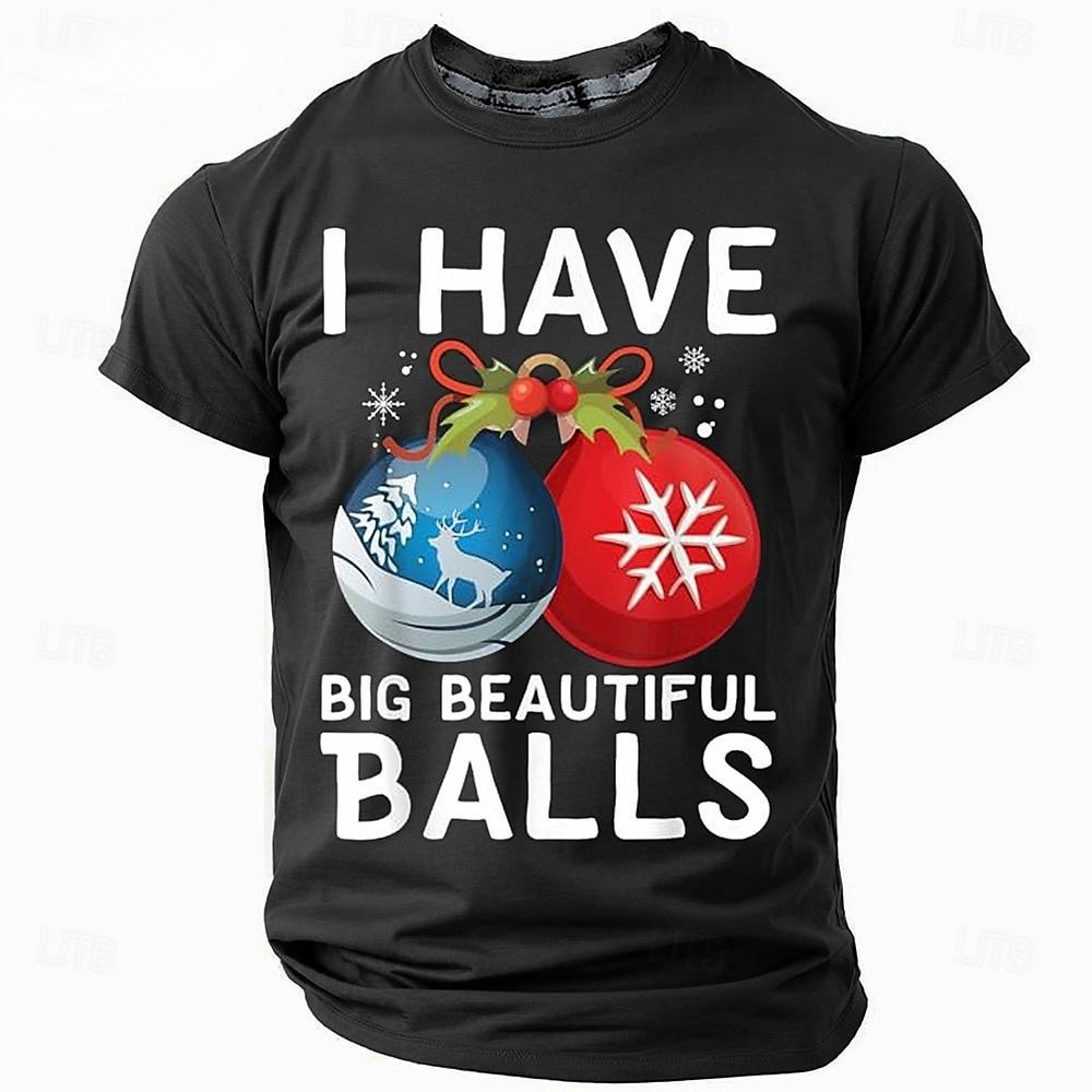 Happy Christmas Men's T-Shirt Cute Snowman Pattern Print Short Sleeves Casual Round Neck Pullover Tees New Year Men's Clothing