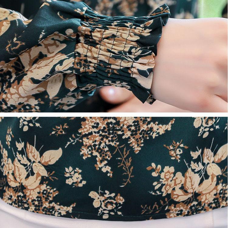 Frühsommer-Blumen-Chiffon-Hemd für Damen, langärmelig, schmale Passform, kurze Bluse, bauchbedeckendes Top, verwestlichtes kleines Hemd für Damen, Frühlings-Top für Damen