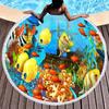 Ocean Hawaiian Tropical Sea Fish Print Round Beach Towel, Soft Microfiber Sealife Beach Blanket,Absorbent Quick Dry Pool Towel