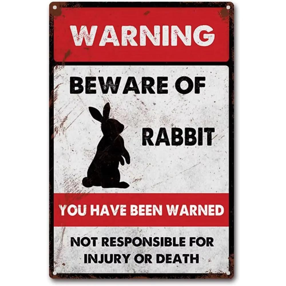 Rabbit Metal Tin Sign Funny Wall Art for Home Bar Coffee Shop Decor Vintage Style Sign Plaque for Office Decoration