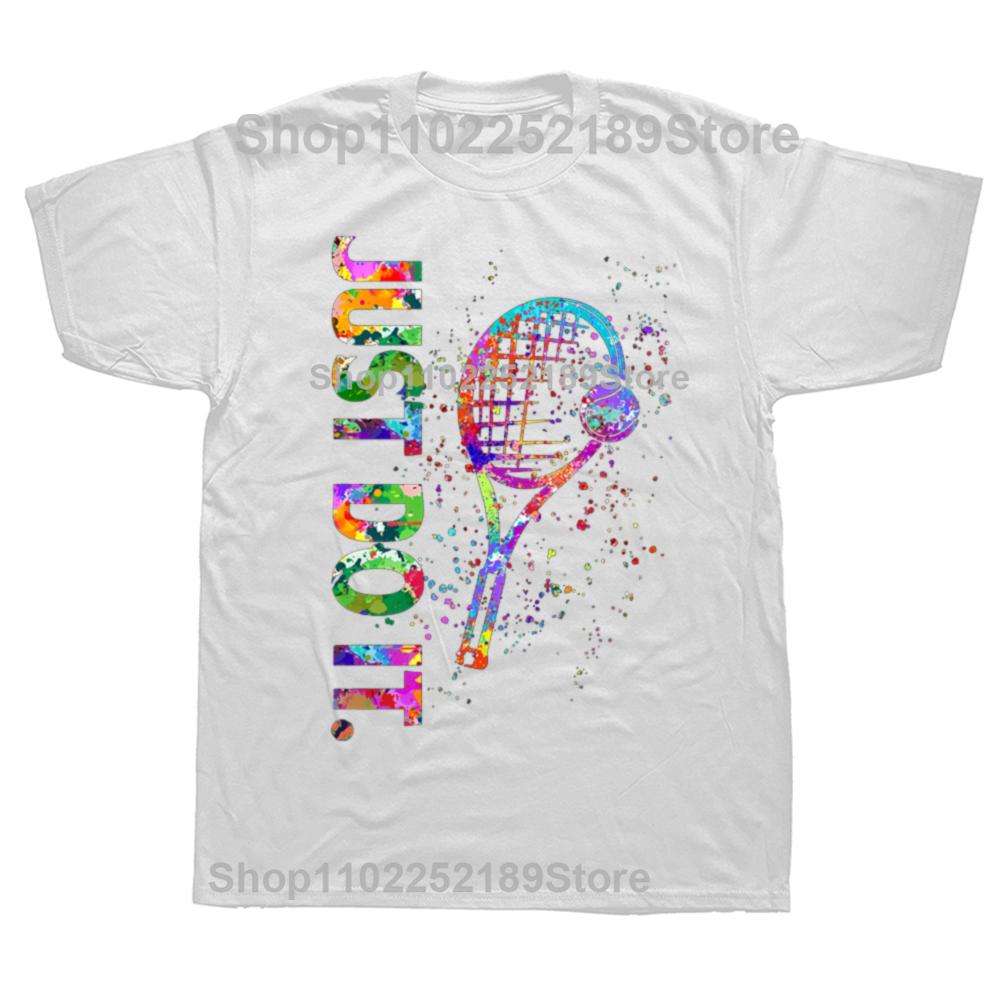 Funny Tennis Player Watercolor Graphic T-shirts Men Women's Fashion Casual Tshirt 100% Cotton Loose Oversized T Shirt