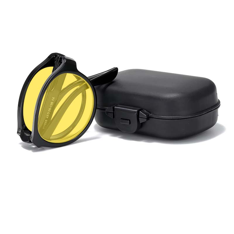 Foldable Night Vision Glasses with Box for Men Women Round Ultralight Blue Light Blocking Eye Protection Eyewear for Driving