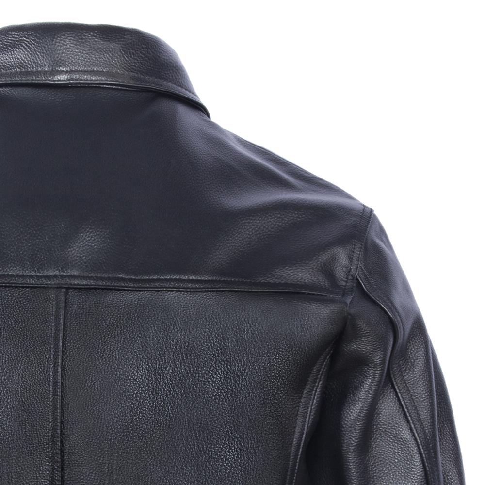 Long Jacket Men Genuine Cow Leather Wind Coat Classic Black Plus Size Jackets Casual Cloths