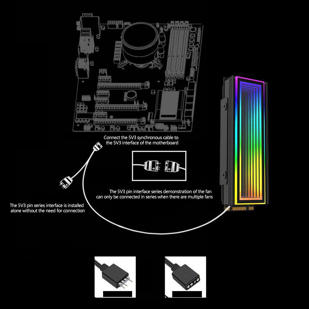 ARGB AURA Plug Sync Computer SSD M2 Radiator Aluminum PC RGB M.2 Nvme Cooler Heatsink Solid State Drive Heat Sink Cooler