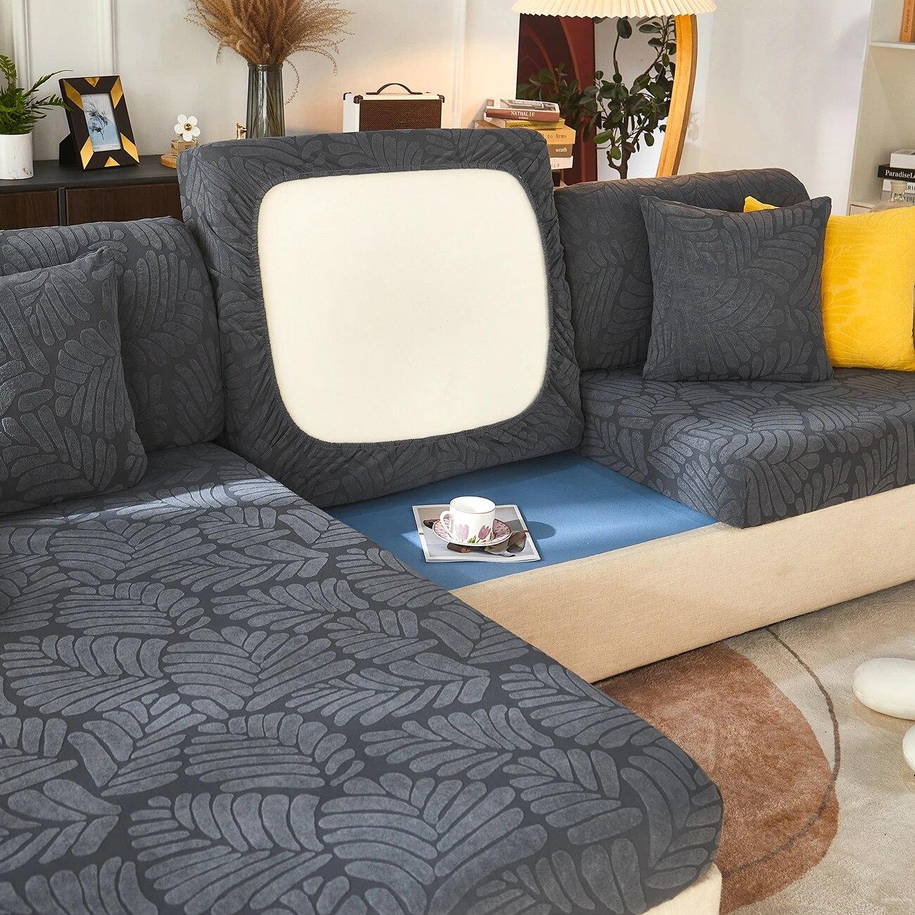 

Жаккардовый чехол для дивана с листьями, утепленный съемный регулируемый чехол для дивана для гостиной, защита для мебели, домашние животные, дети