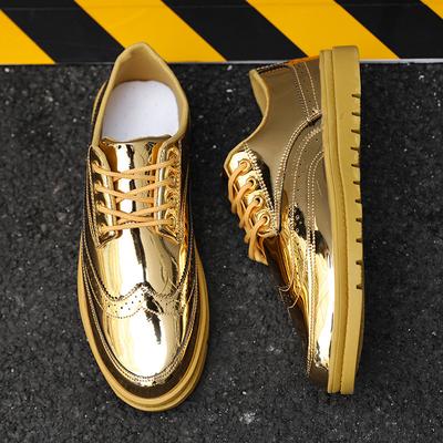 Bling Gold Silver Casual Leather Shoes Men British Style Brogues Mens Driving Shoes Luxury Big Size Men Shoes 2024 New