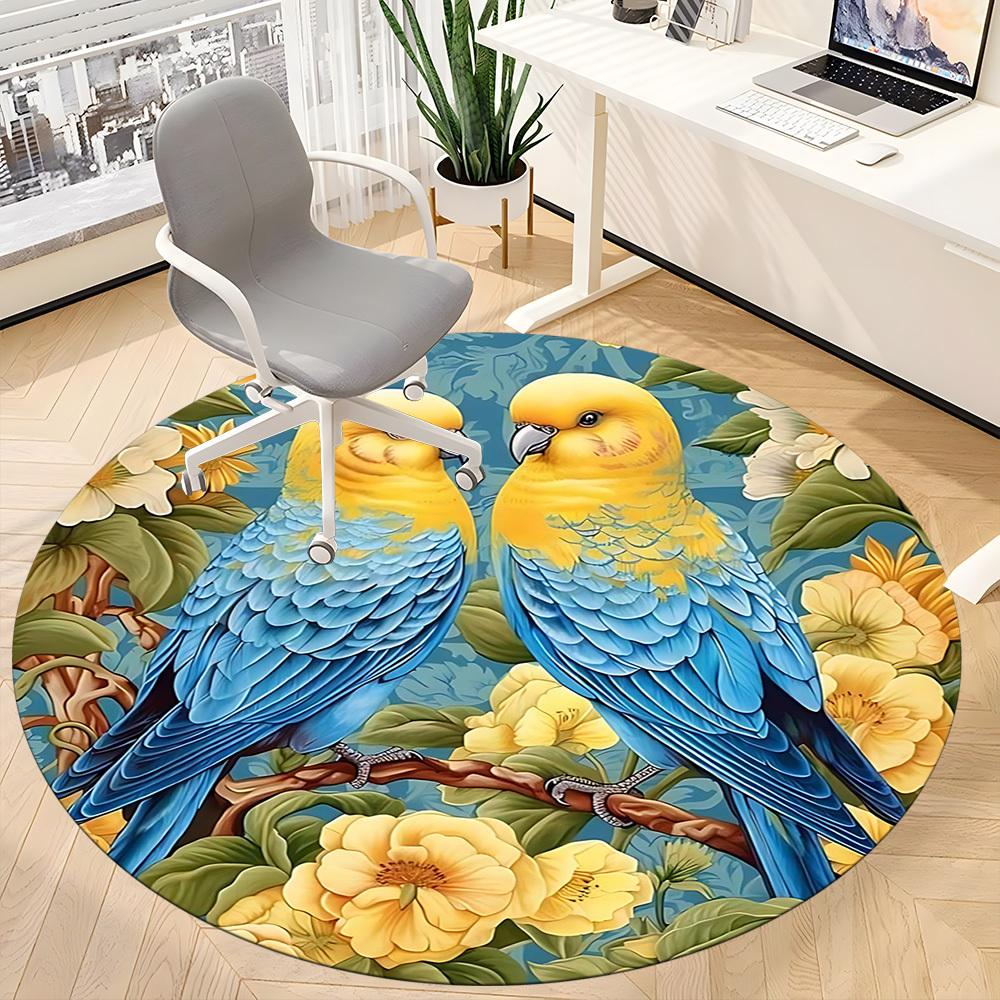 1PC Parrot Floral Office Round Area Rug, Indoor Mat Suitable For Office, Under Office Chairs Bedroom Living Room Home Decor, Room DecoT1223063
