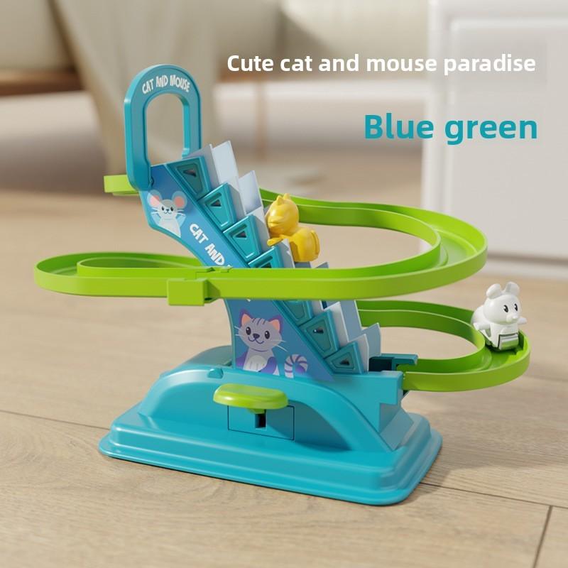 

Неэлектрическая пластиковая игрушка-лабиринт с горкой, подвижная трасса, раннее образование, фестивальный подарок синий