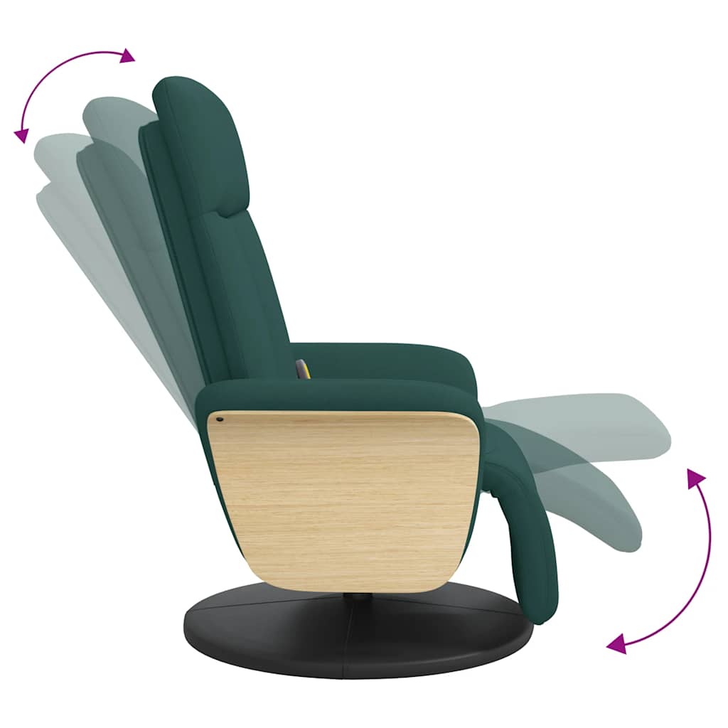 Massage Chair with Footrest Dark Green Fabric