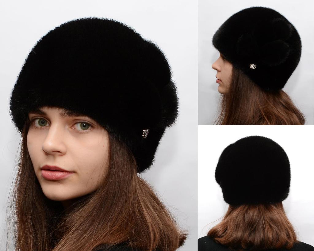 Real Mink Fur Hat Winter Warm Fur Hat 