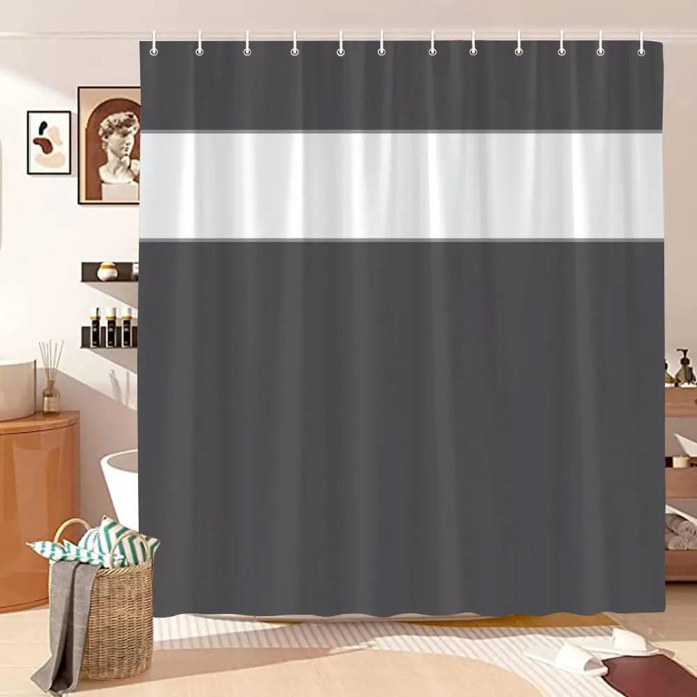 Vintage Geometric Lines Shower Curtain Modern Abstract Bohemian Minimalist Tones Polyester Fabric Shower Curtains Bathroom Decor