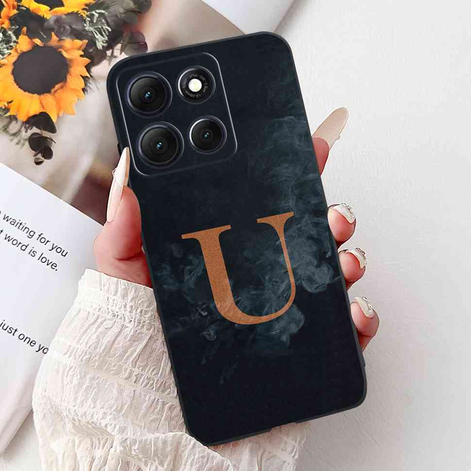 Hot For Motorola Moto G86 5G Case Crown Letters A-Z Soft Silicone Black TPU Cover For MOTO G86 XT2527-2 6.67" Protective Shell