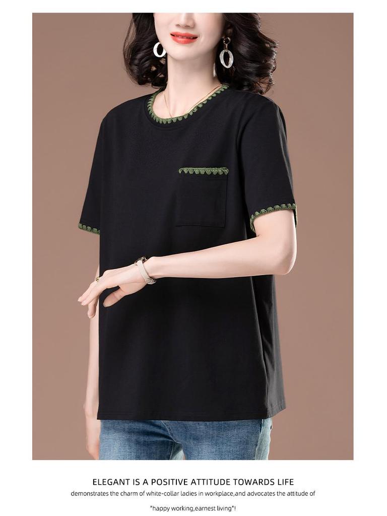 Women's Plus Size Pure Cotton Short Sleeve Casual T-Shirt - Summer Versatile Loose Fit