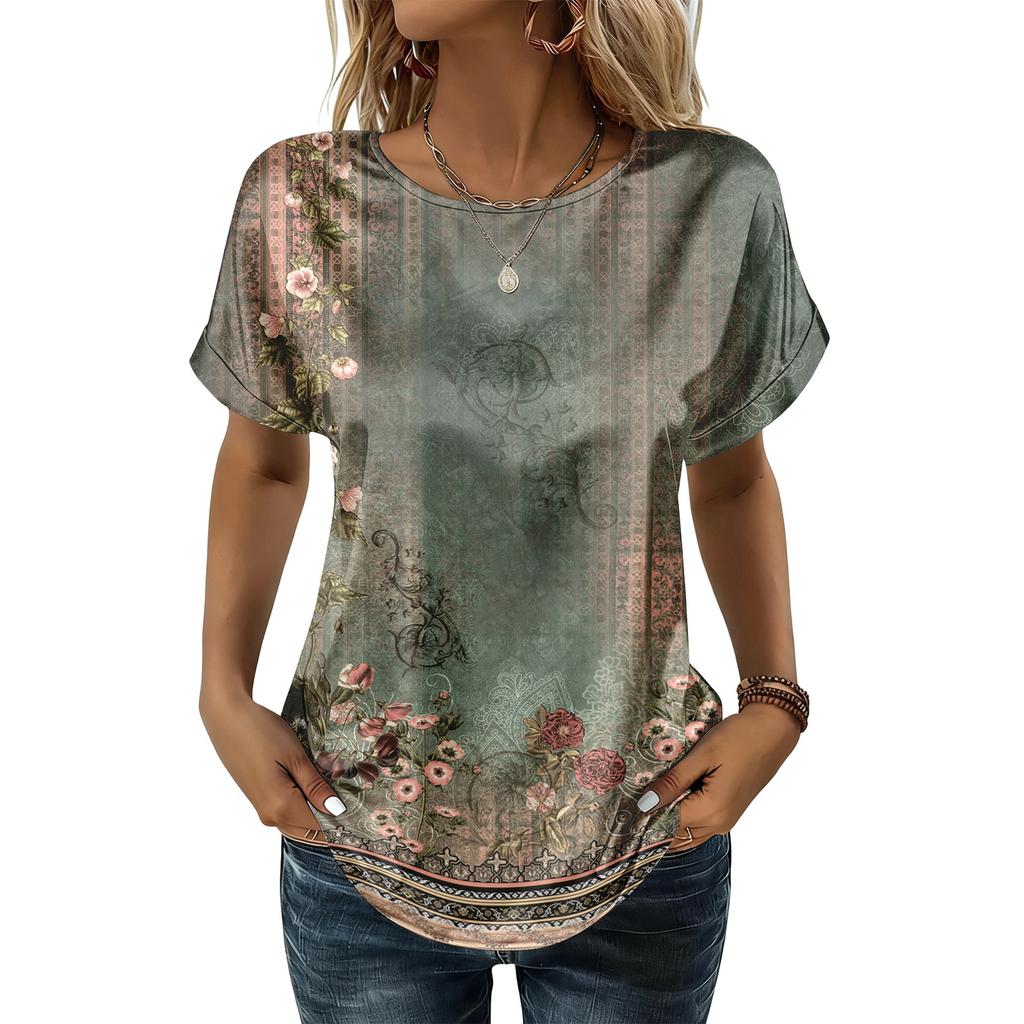 Women's Fashionable Casual Vintage Printed Top