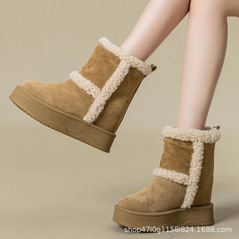 Snow boots increase in height in autumn and winter new platform casual shoes ins trendy small velvet cotton shoes A