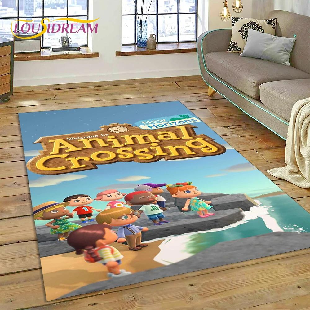 Niedlicher Animal Crossing New Horizons Cartoon Teppich für Schlafzimmer Wohnzimmer Zuhause Sofa Dekoration, Kinderspiel Große Dekor Bodenmatte