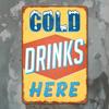 Retro Metal Tin Sign Cold Drinks Wall Decor for Bar Garage Pub Man Cave