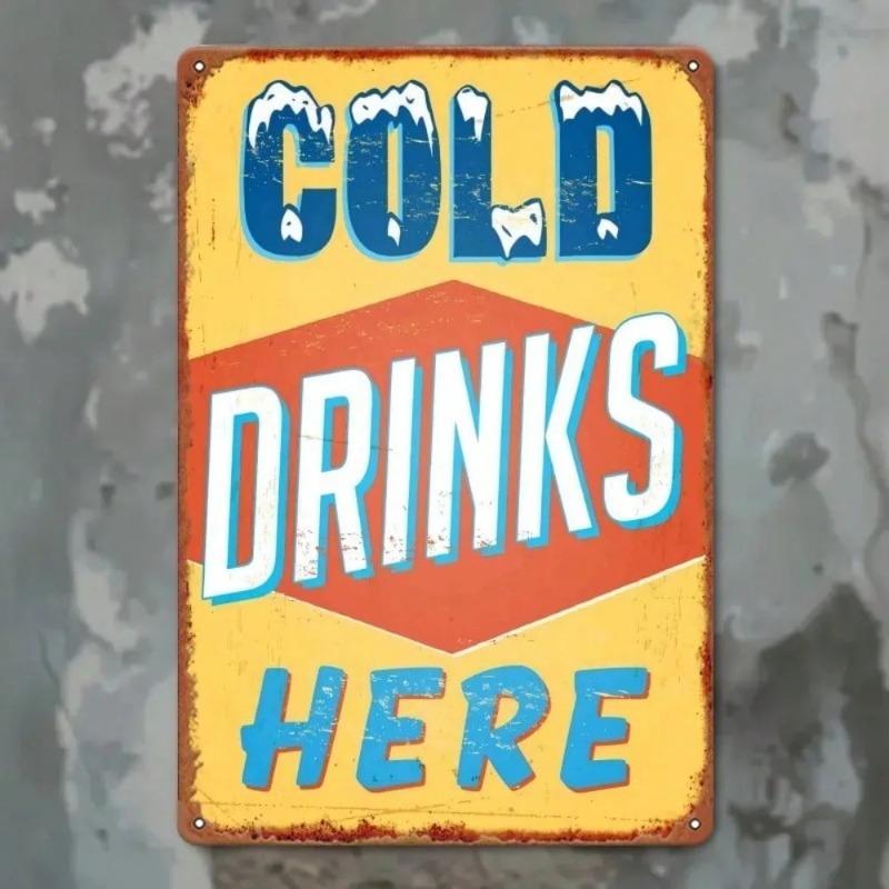 Retro Metal Tin Sign Cold Drinks Wall Decor for Bar Garage Pub Man Cave