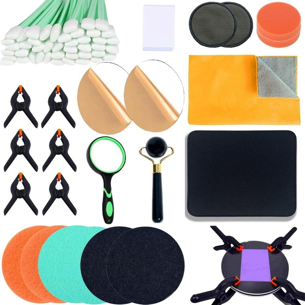 174pcs Precision Support Card Flattening Kit Accessory Kit Clear Acrylic Rounds Card Care Tool Portable