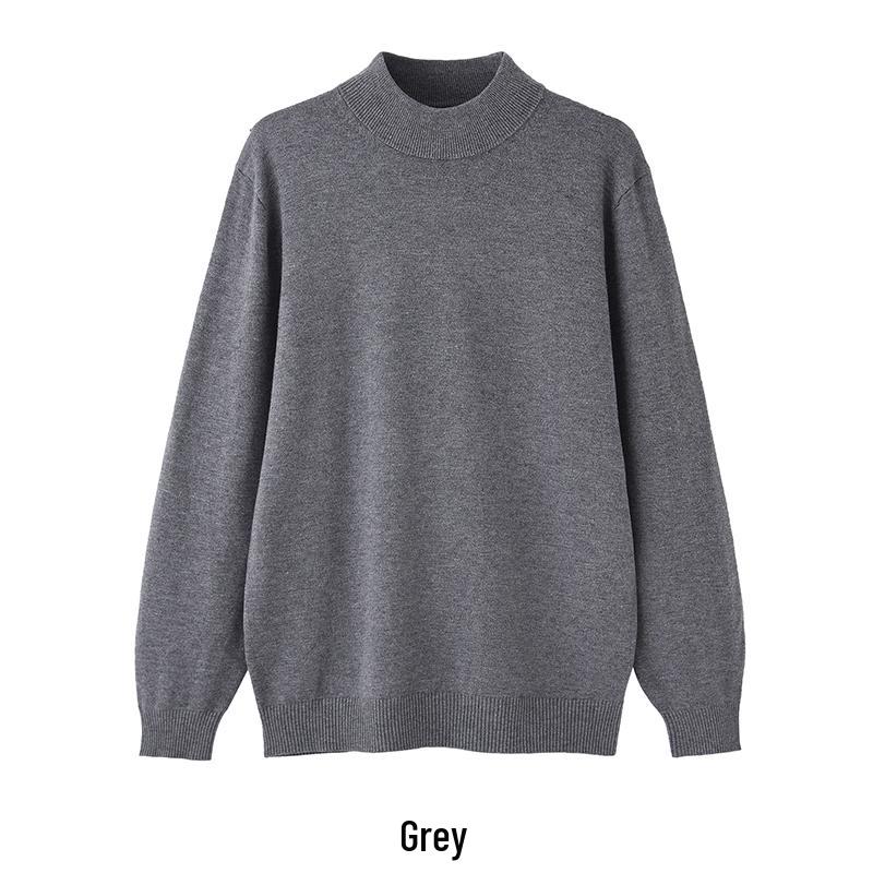 Men s Korean Style Loose Fit Knit High-Neck Long Sleeve Sweater for Autumn and Winter 4XL