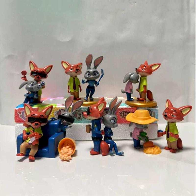 

6-Piece Collection Zootopia Nick and Judy Hugging Action Figures Collectible Desktop Decor Anime Souvenirs Playthings