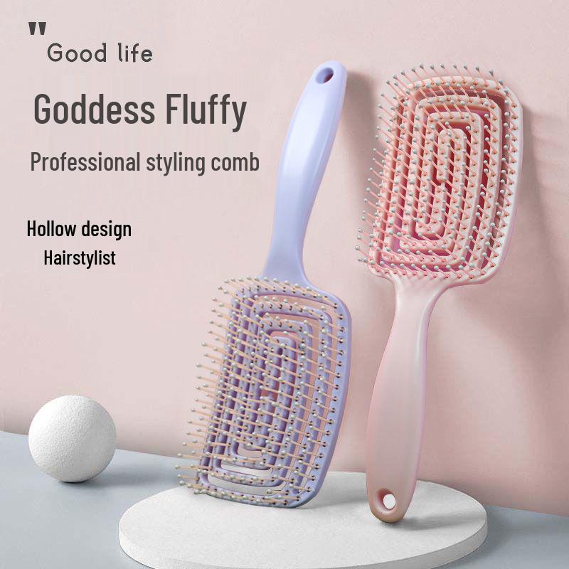 

Women s Fluffy Crown High Comb: Portable Long Hair Styling & Massage Tool рожевий