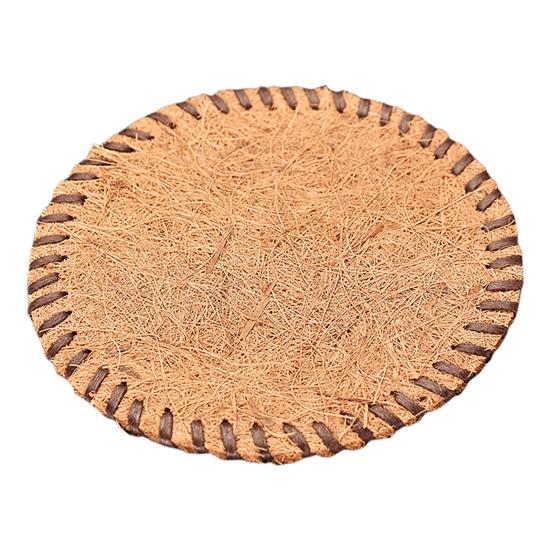 Handwoven Coir Tea Coaster Heat-Resistant Natural Bristle Mat for Teapot Cups Rustic Palm Fiber Pad for Tea Ceremony Absorbent Eco-Friendly