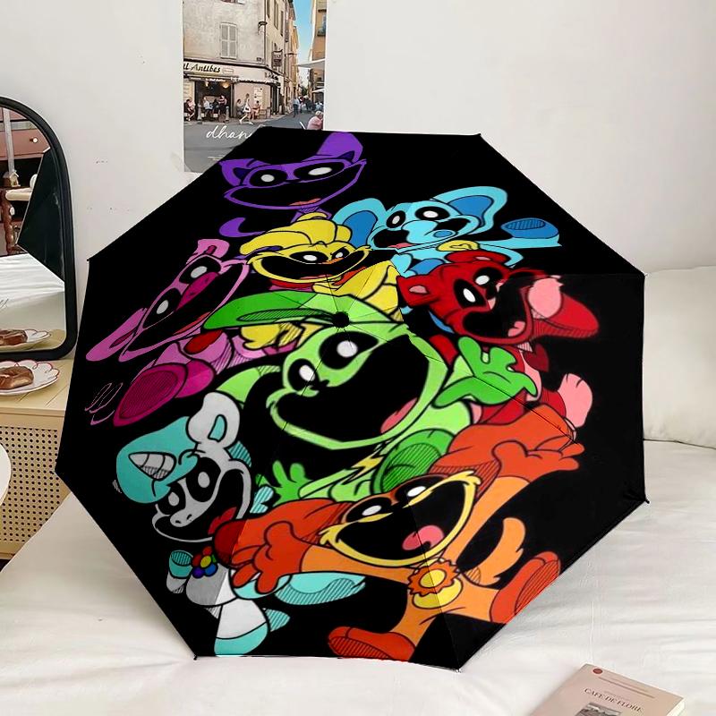 Happy smiling Cartoon Characters Umbrella 8-Frame for Travel, camping, Casual Lightweight Portable Umbrella, Essential for every family Holidays Gift