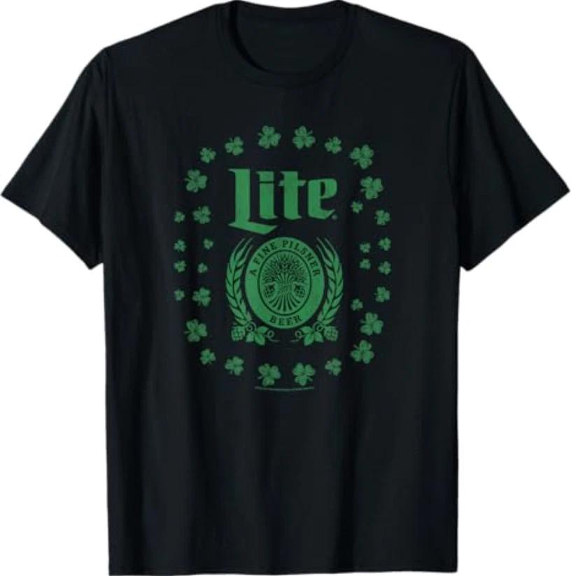 Miller Lite St. Patrick s Day A Fine Pilsner Beer Distressed T-Shirt Small S
