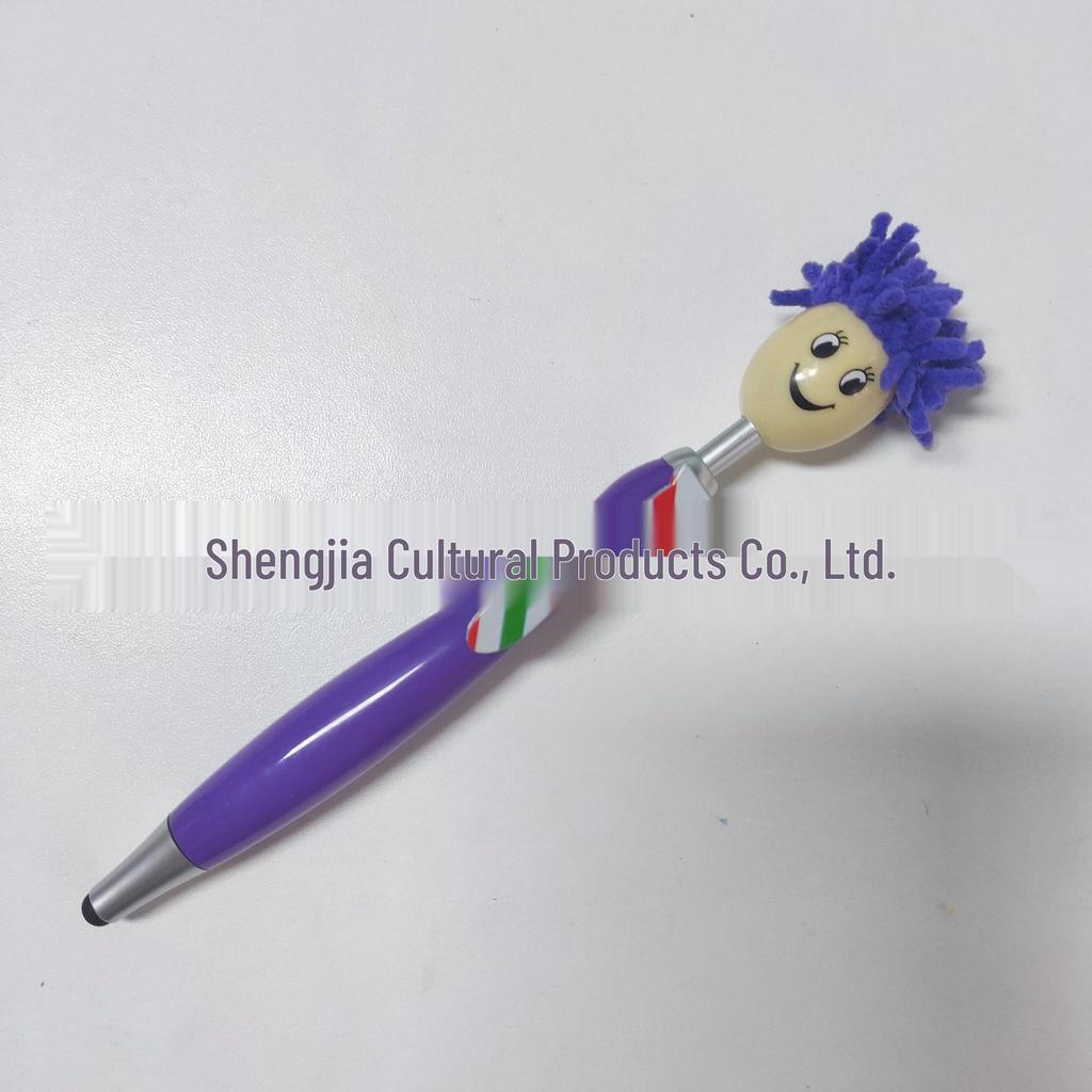 Christmas Cartoon Plush Doll Smiley Face Ballpoint Pen