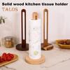 Wooden Paper Towel Holder with Stable Base Non-Slip Design Easy Setup Kitchen Roll Paper Holder Storage Rack