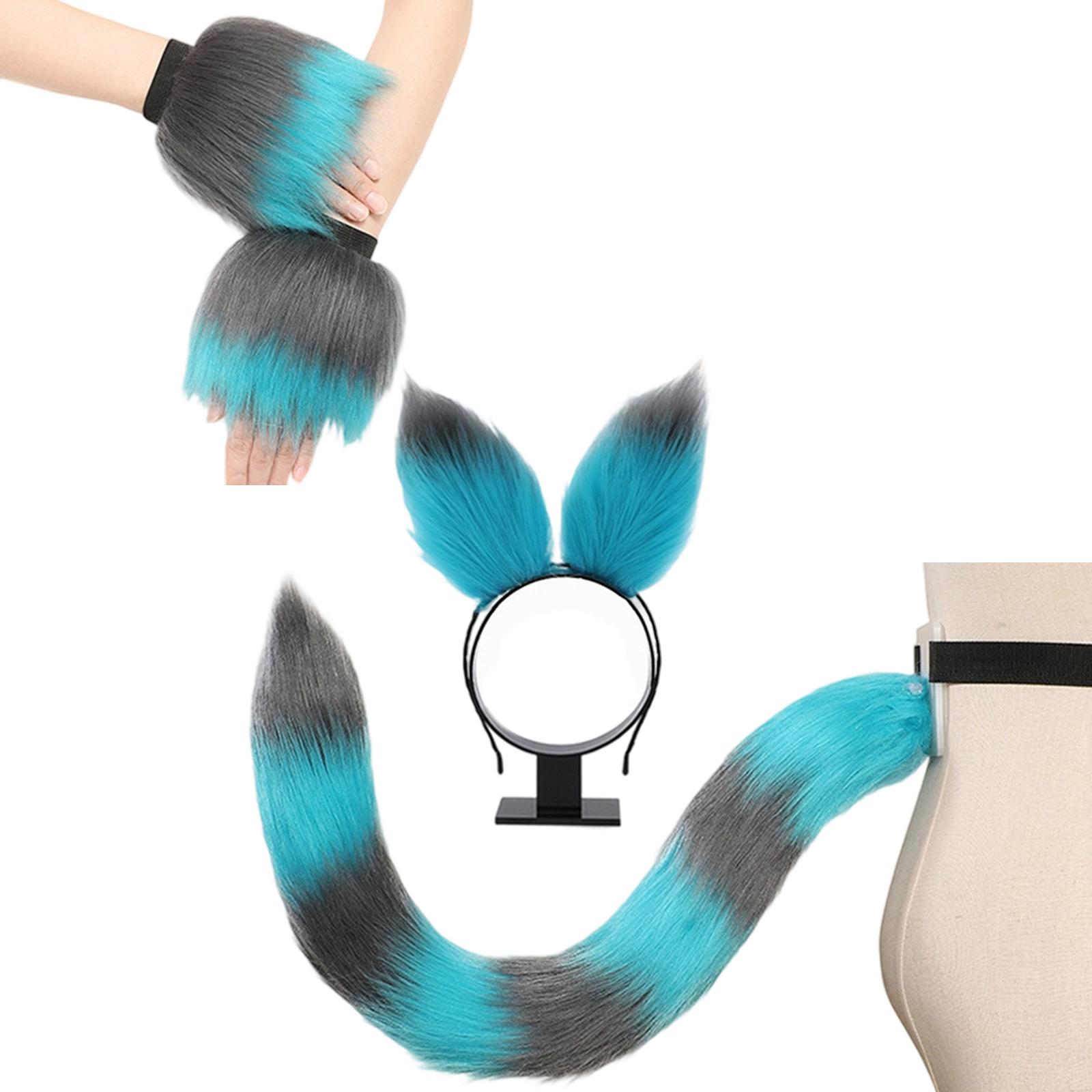 

Animal Tail Costume with Plush Ear Headband and Wrist Cuffs Halloween Cosplay Accessory for Women Masquerade Christmas B