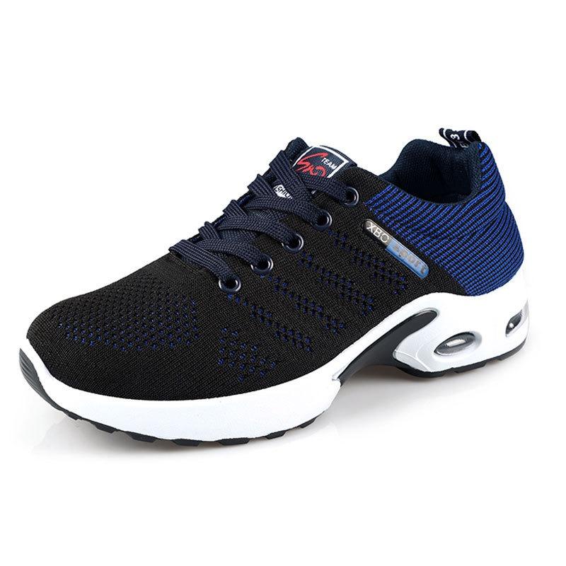 Men's New Breathable Knit Mesh Running Shoes, Platform Soft Sole Lace-Up Sneakers, Lightweight Casual Athletic Shoes for Men