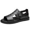 Fashion Handmade summer sandals Classic retro men's style Casual Business Daily Office or Outdoor Black and white shoes Breathable