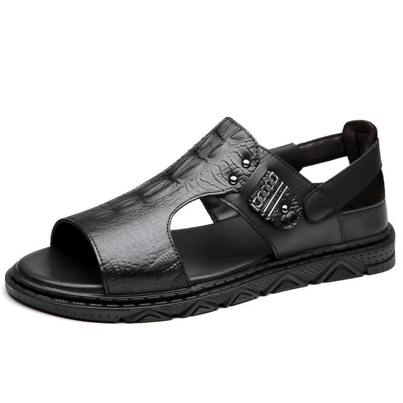 Fashion Handmade summer sandals Classic retro men's style Casual Business Daily Office or Outdoor Black and white shoes Breathable