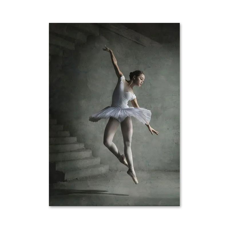 Zwart-Wit Balletdanser Canvas Schilderij Elegante Ballerina Houding Poster Print Wandkunst Afbeelding voor Woonkamer Huisdecoratie