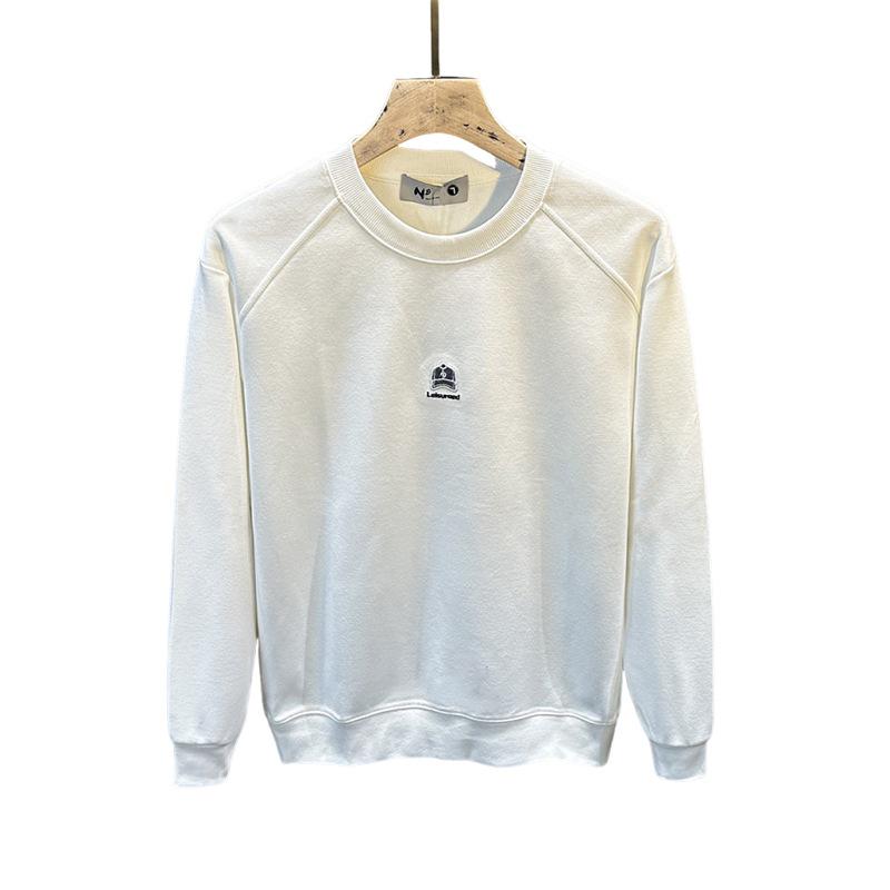 Men's American Trendy Embroidered Hoodie - Autumn/Winter Loose Fit, Long Sleeve, Round Neck, Thick Warm Pullover for Couples