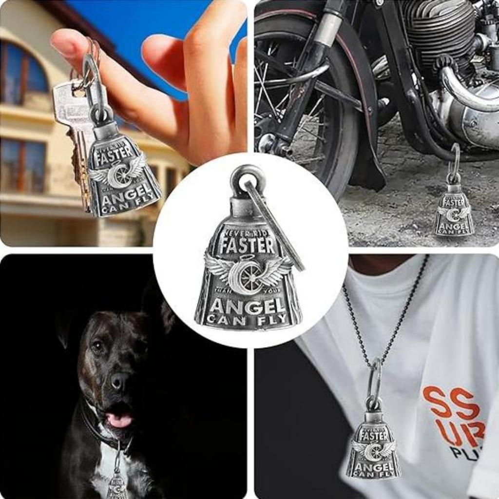Symbolic Riders Keychain Wing Wheel Bells Keyring with Protective Bells Charm Lightweight Rustproof Metal Car Accessory