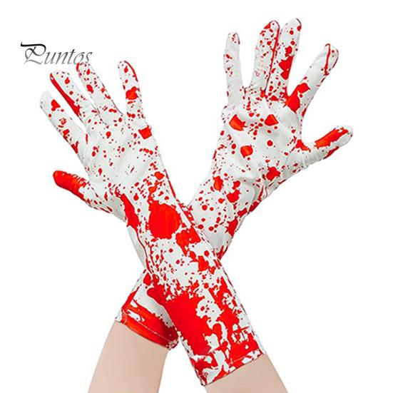 Halloween Gloves Socks Bloodstain Print Enigmatic Spooky Nurse Cosplay Haunted House NPC Prop Stretchable Festive Horror Atmosphere Decoration
