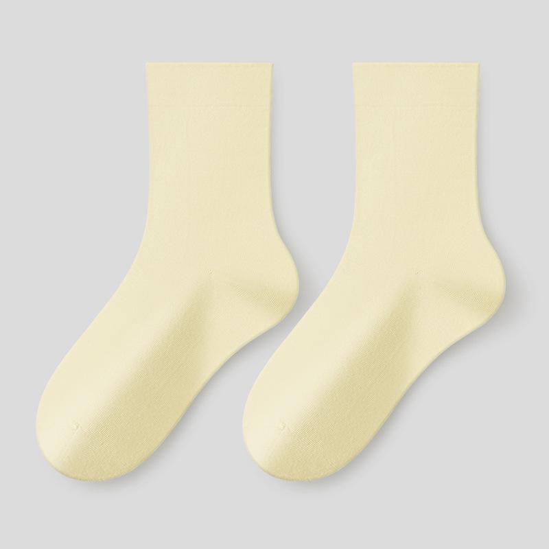 5 Pairs of Female Spring and Autumn Style Pure Cotton Antibacterial Boneless Tube Pile Socks