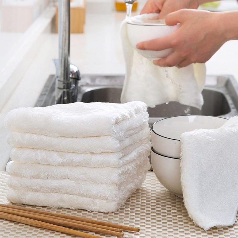 Non-shedding Dishcloth, Kitchen Scouring Pad, Absorbent Table Cleaning Cloth, Double-sided Thickened Dishcloth