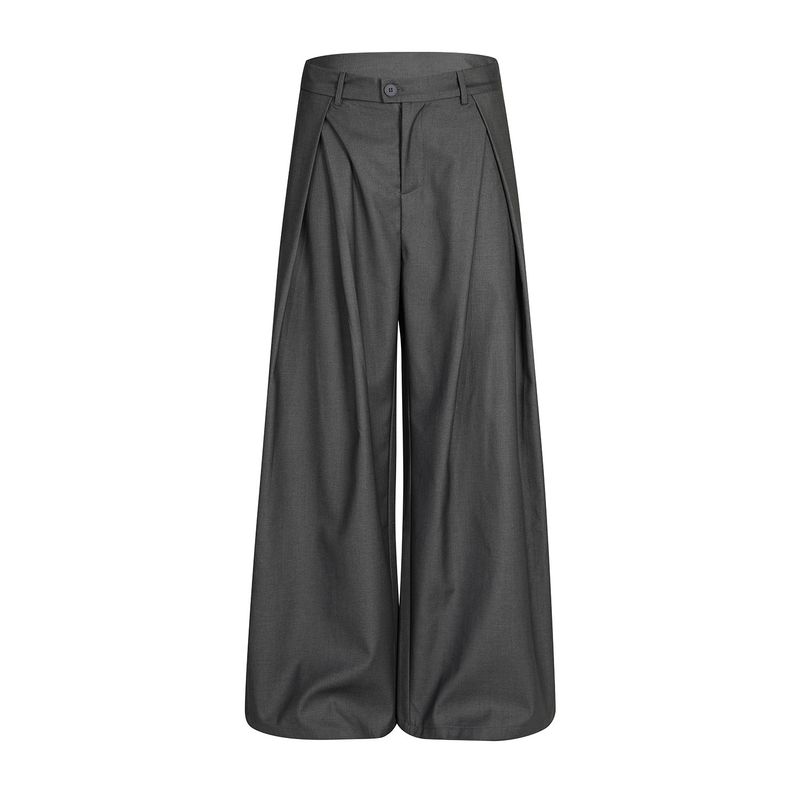 Blaexit Old Money Style Khaki Pleated Cleanfit Dress Pants Men's Loose Casual A-Line Wide-Leg Pants