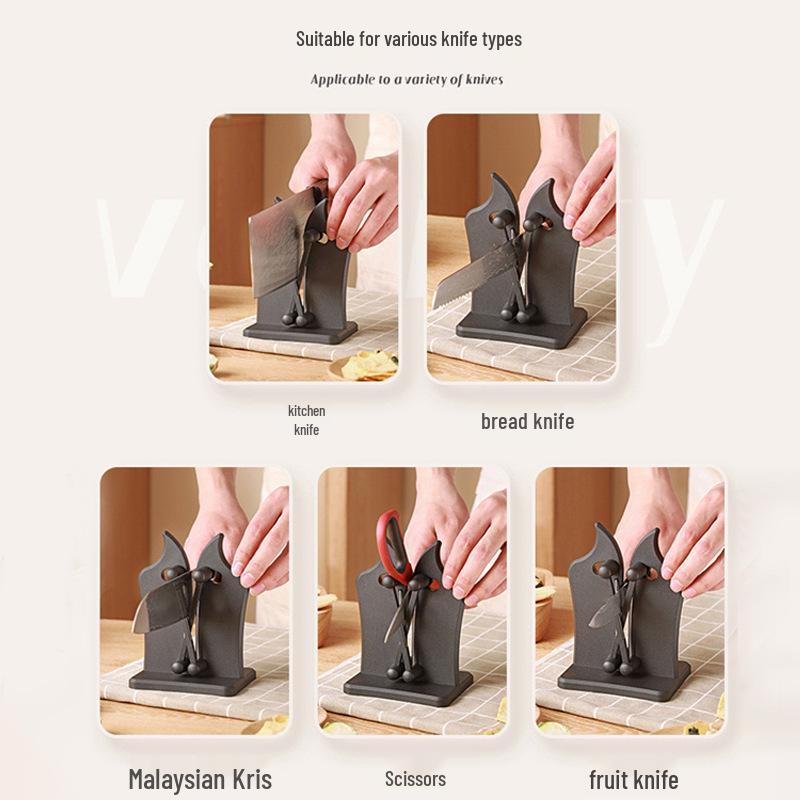 Multifunctional Kitchen Knife and Scissors Sharpener with Whetstone for Household Use