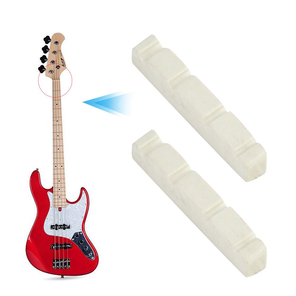 2 Pcs Quality Plastic 4 String Bass Guitar Nut Musical Instrument Replacement(44*5.8*8mm)