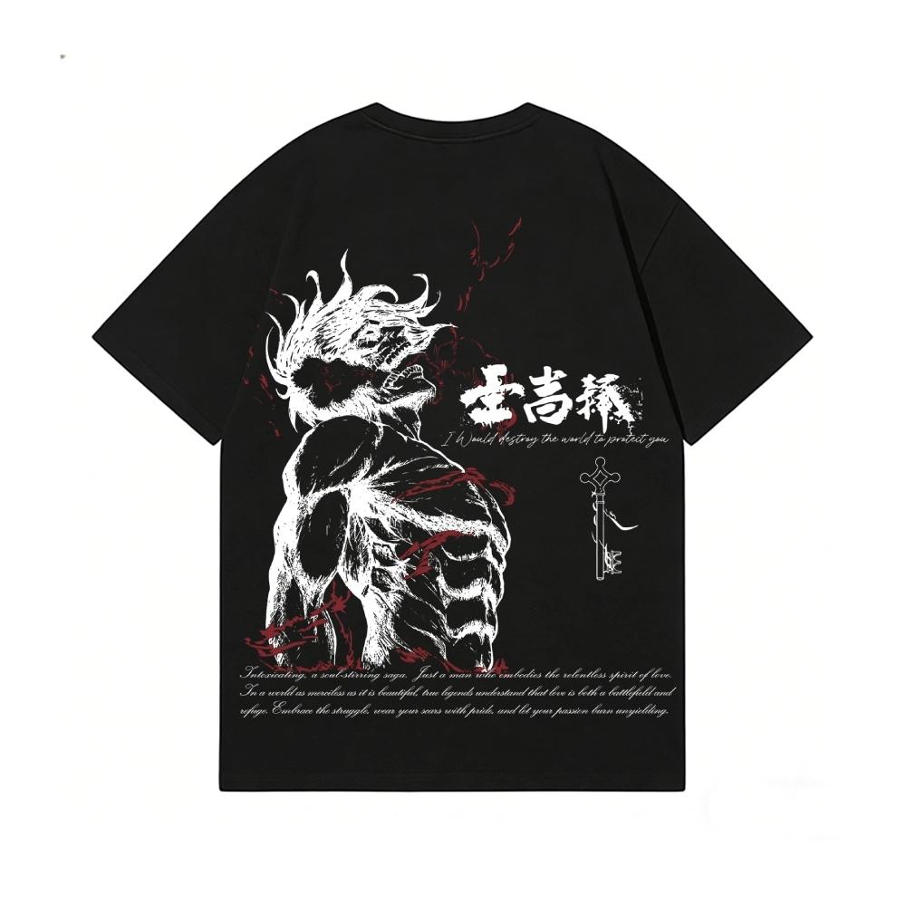 

Eren Jaeger Attack Titan Back Art Cotton Tee High-quality Streetwear T-shirts Suitable for Both Men Women Summer S