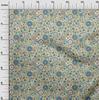 oneOone Cotton Flex Dusty Green Fabric Asian Suzani  Dress Material Fabric Print Fabric By The Yard 40 Inch