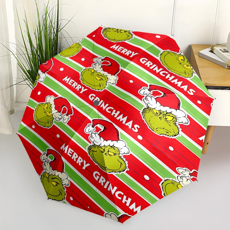 Weihnachten Jack & Der Grinch Druck Automatischer Regenschirm, 8 Rippen Eisenrahmen, Kunststoffgriff, Geeignet für Reisen im Freien & Täglich, Ideales Geschenk