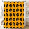 Halloween-themed shower curtains with pumpkin patterns waterproof bathroom decor for kids and adults alike Bright yellow backgr