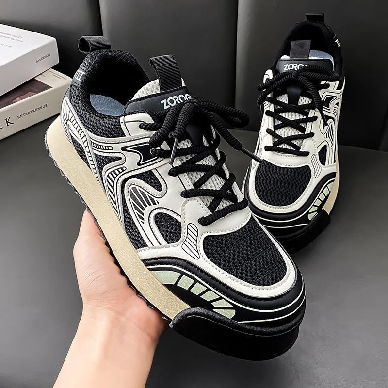 

Мужская обувь большого размера Forrest Gump 2025 новая весенняя повседневная обувь на плоской подошве молодежная кожаная поверхность сетка толстая подошва увеличение 45